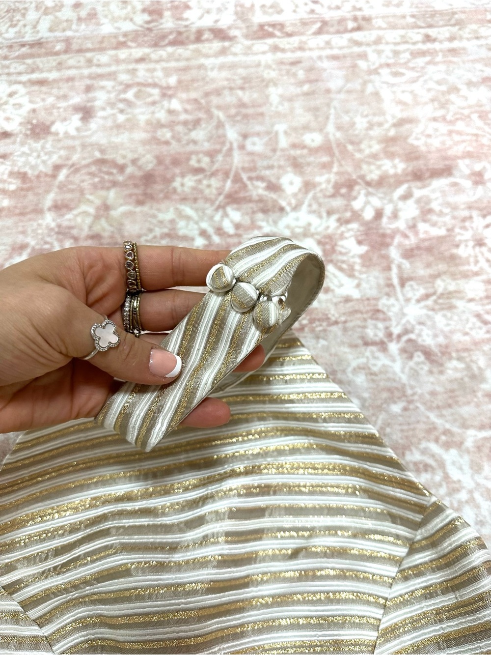 Vintage ✨ Caché Metallic Striped Halter Top - Y2K - Picture 4 of 10
